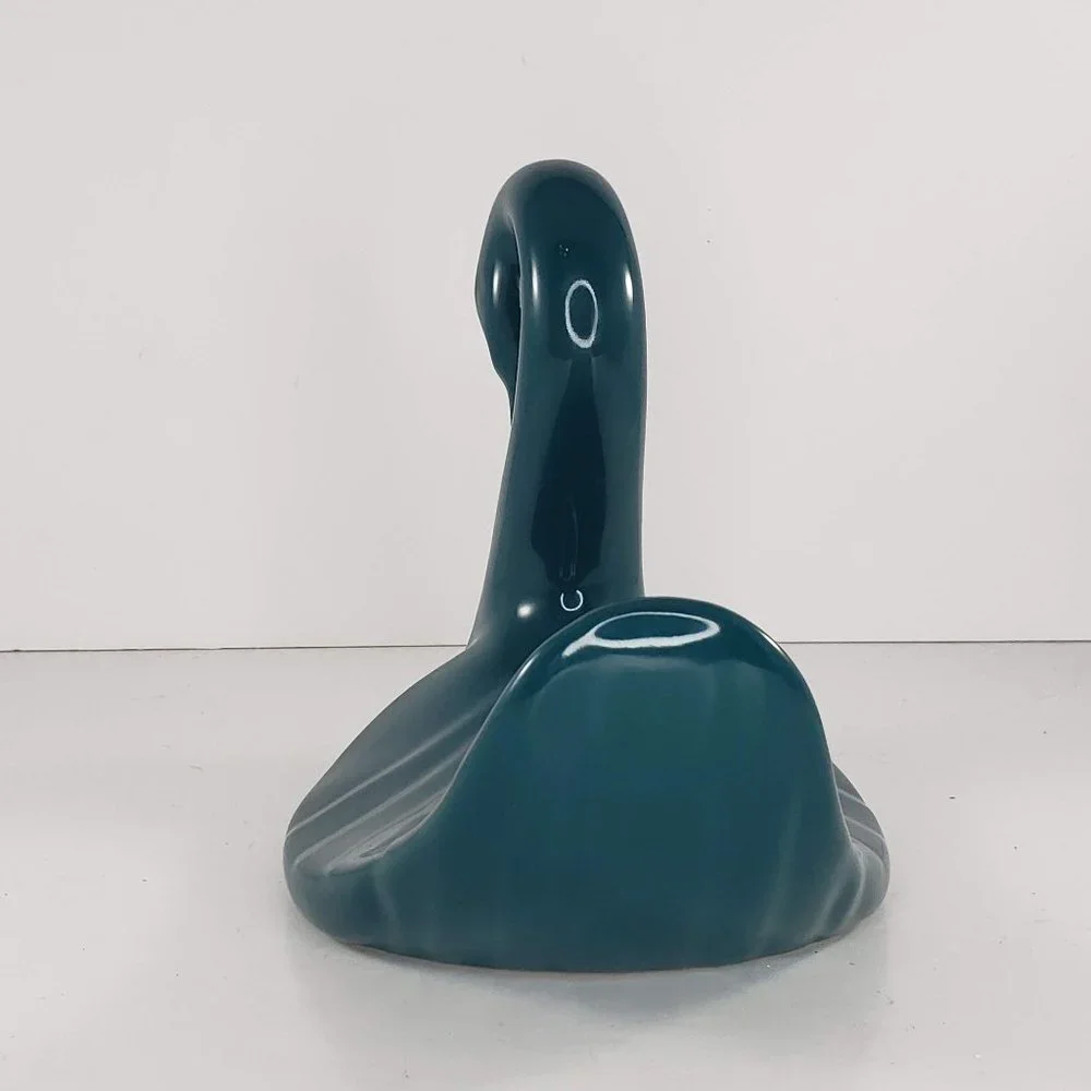 Swan Teal Figurine Towel Holder Ceramic Bathroom Decor